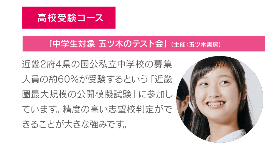 高校受験コース 「中学生対象 五ツ木のテスト会」（主催：五ツ木書房）
